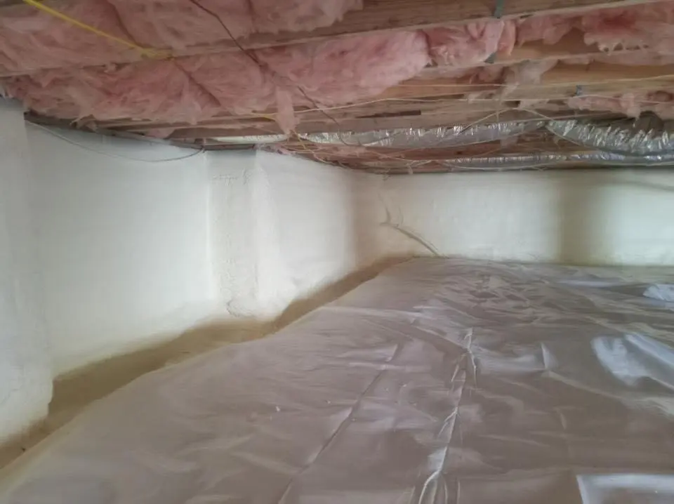 Crawl space encapsulation with closed-cell spray foam for Roof Waterproofing in New Fairfield